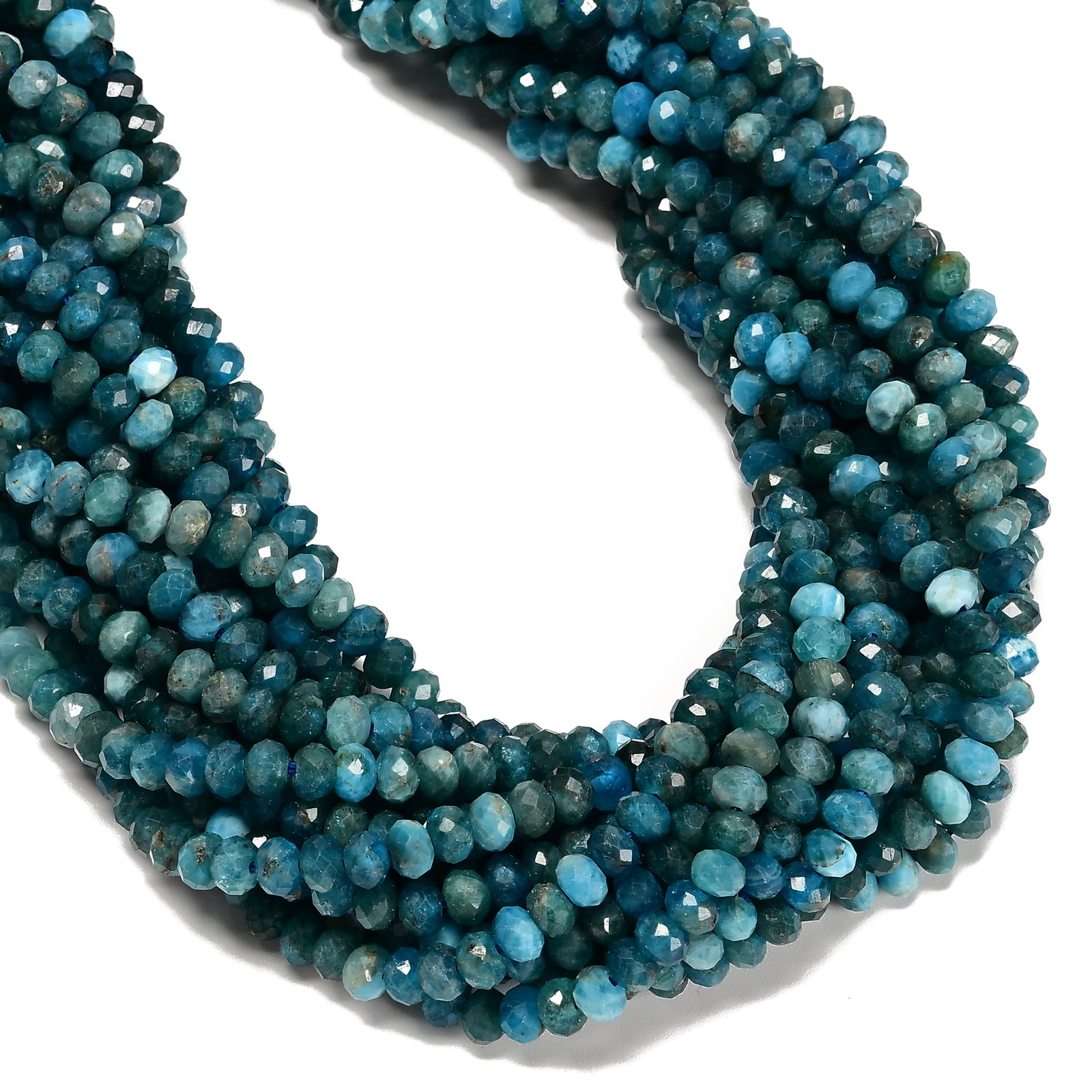 Natural Blue Apatite Faceted Rondelle Beads 2x3mm 3x4mm 3x5mm 15.5″ Strand
