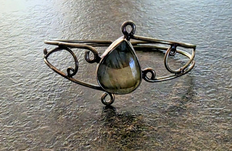 Fire Labradorite Handmade Bangle Ethnic Y2K Hippie Festival BOHO