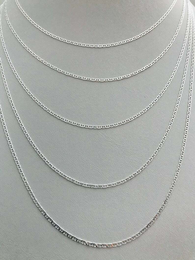 925 Sterling Silver 1.5mm Mariner Link Chain,Made in Italy Necklace – G040