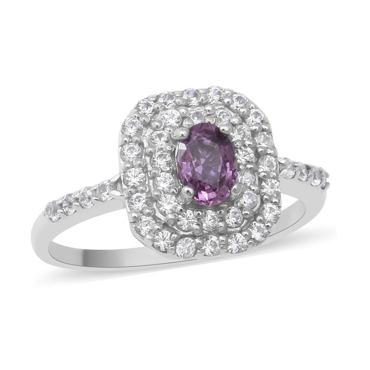 Natural Amethyst & Diamond 5×7 mm 925 Sterling Silver Jewelry Ring for Birthday