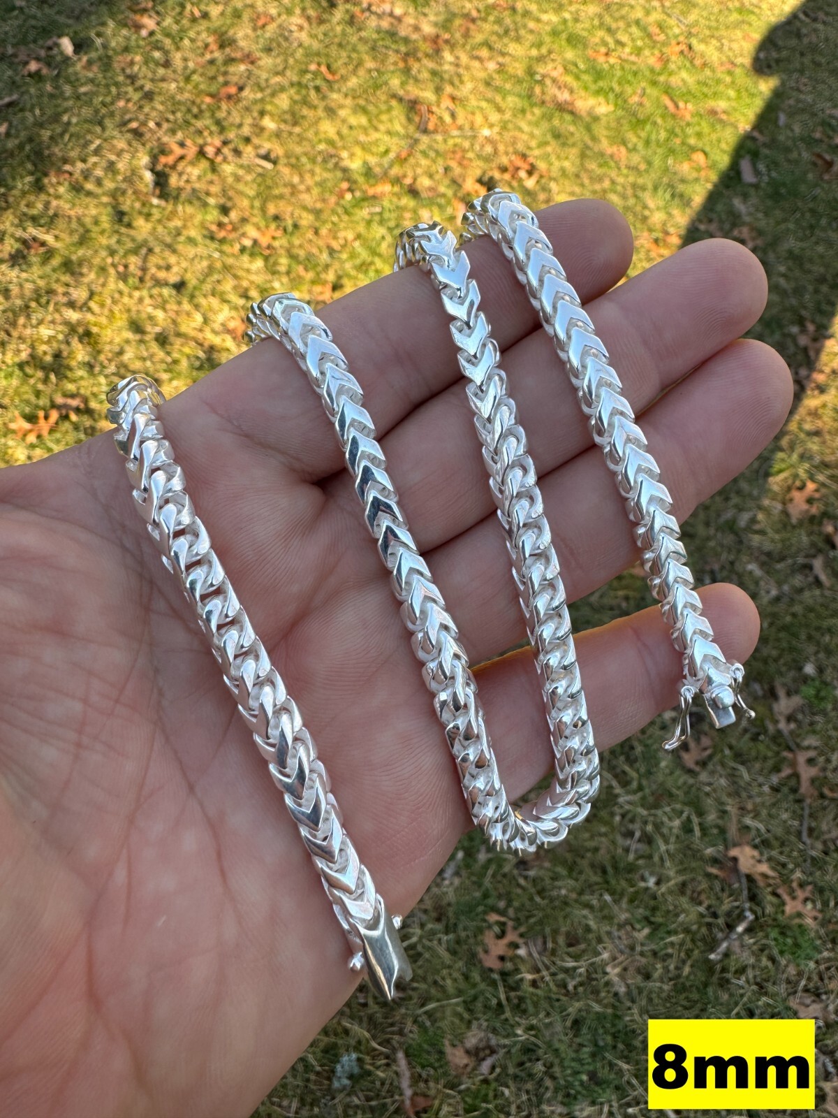 Handmade Franco Chain Necklace Real 925 Silver Box Clasp 4mm-10mm Thick Mens