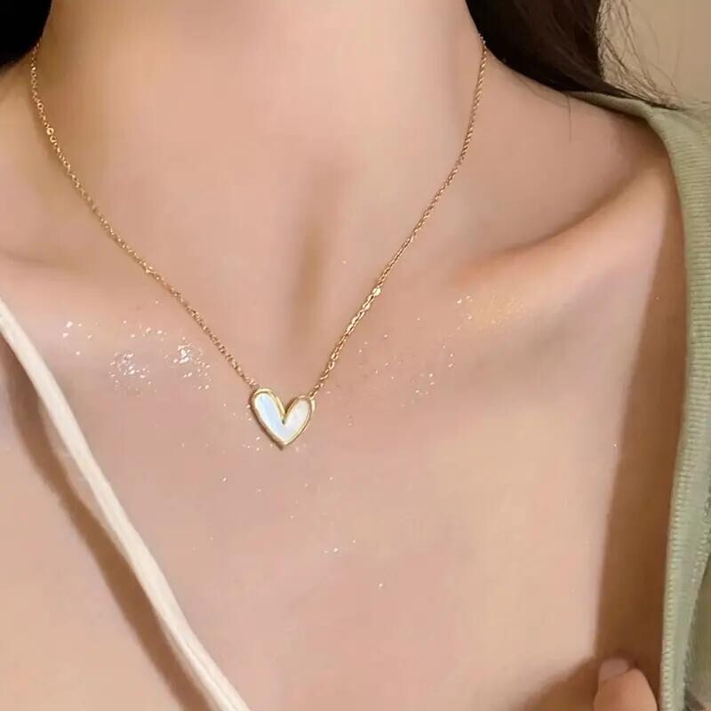 Fashion 14K Gold Plated Love Heart Pendant Necklace Women Unique Gift Golden New