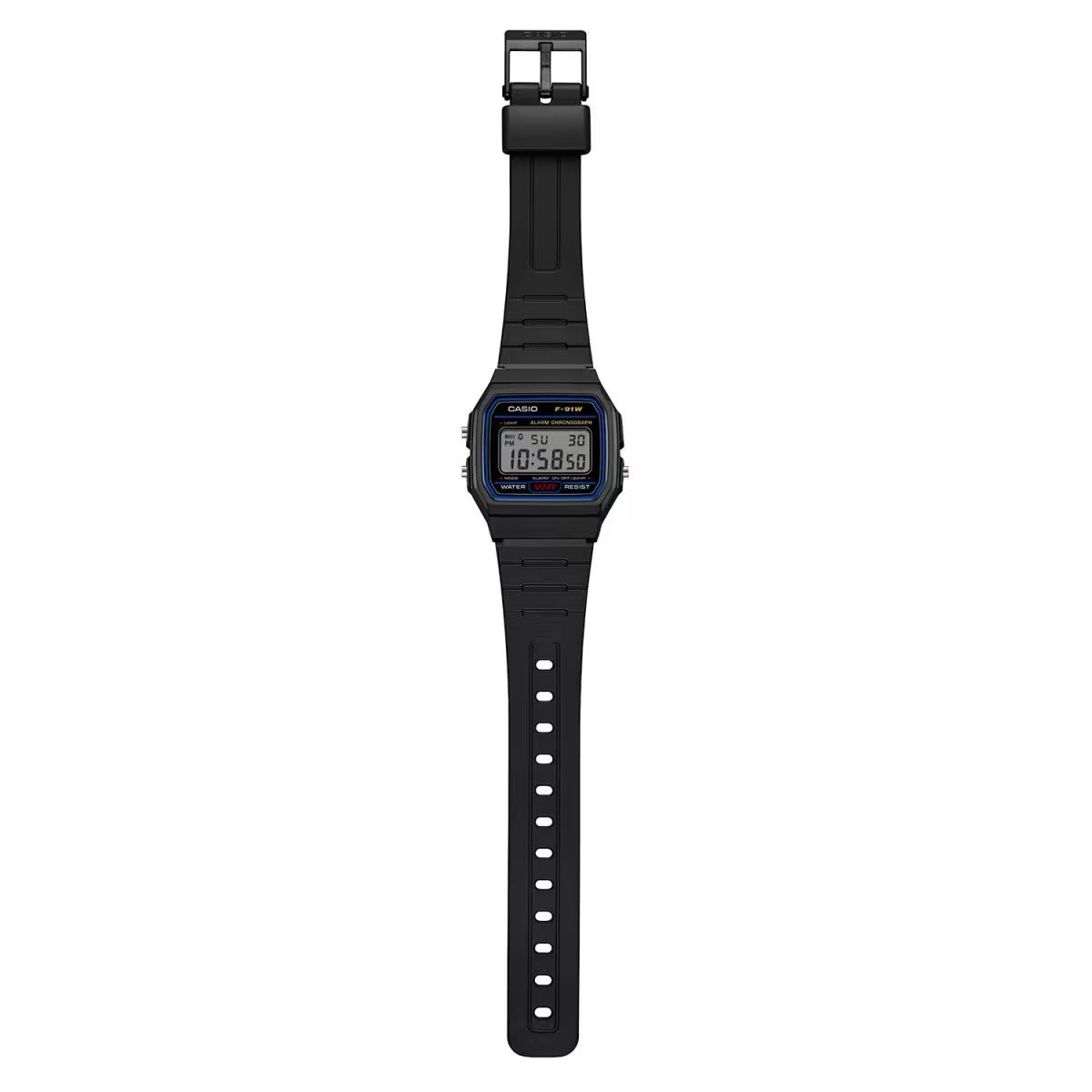 Casio F91W, 7 Year Battery Chronograph Watch, Black Resin Strap, Alarm, NEW