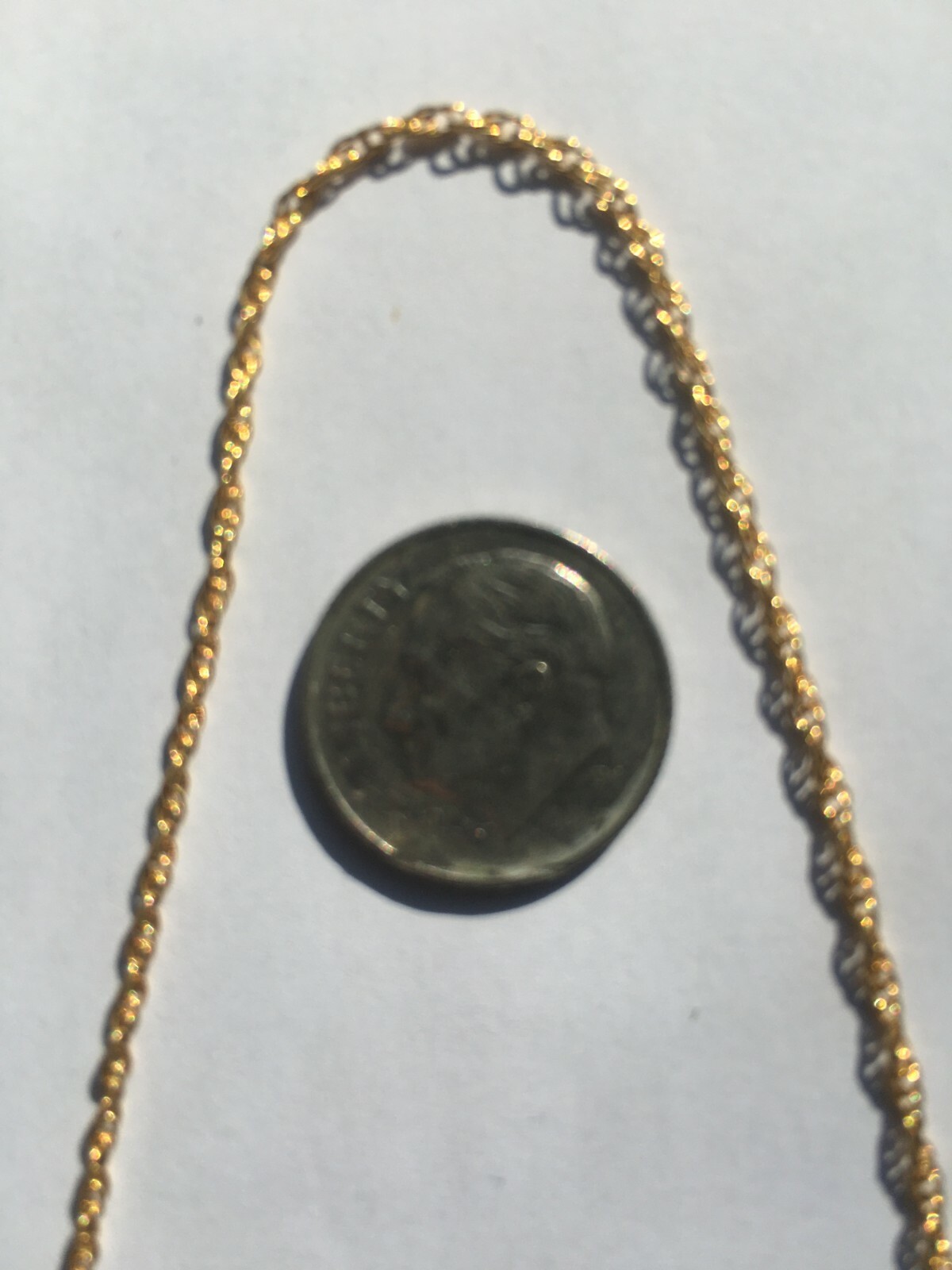 Women’s Yellow 12K Gold Filled Rope Type Necklace 15″ Fine Chain GF Jewelry