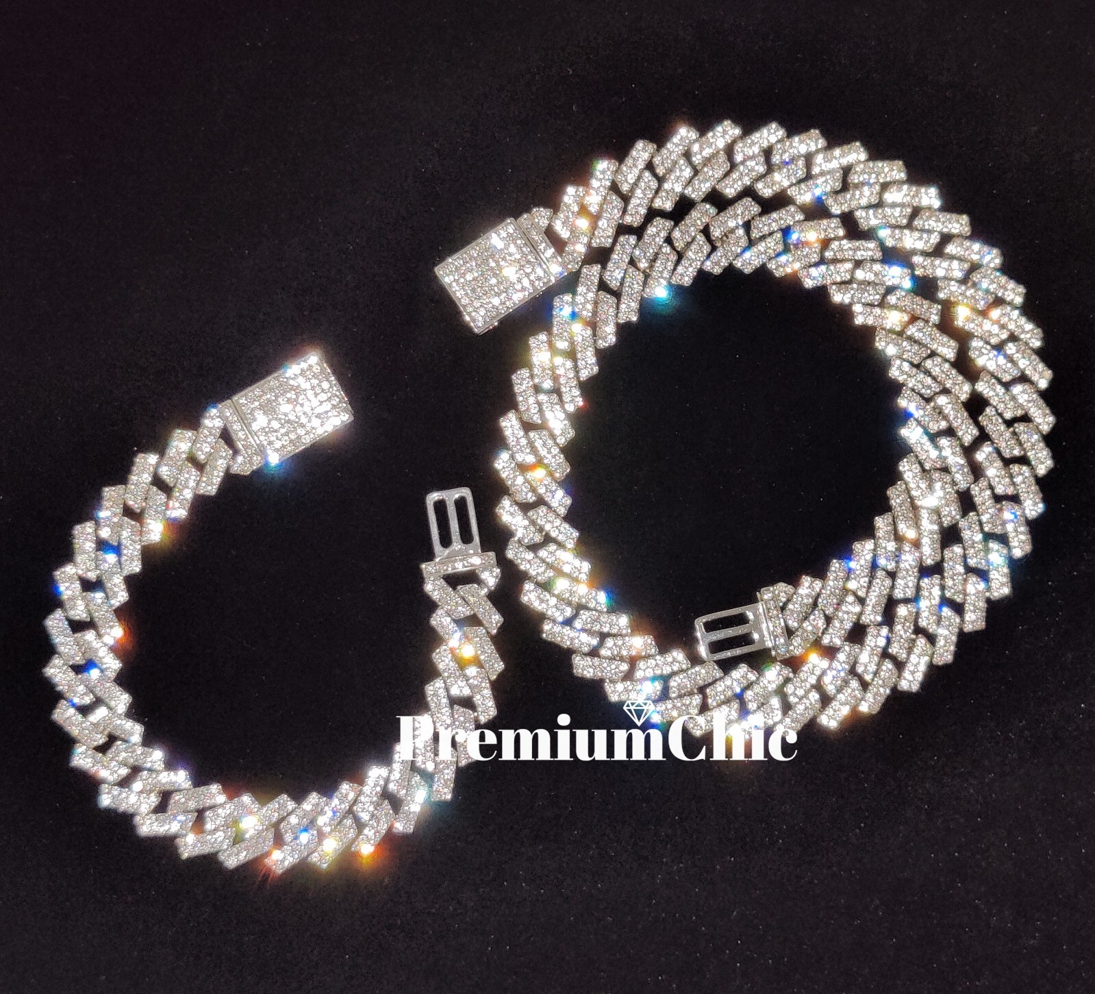 ICED 14MM Miami Cuban Prong Link CZ Necklace/Bracelet Mens Hip Hop Plated Chain