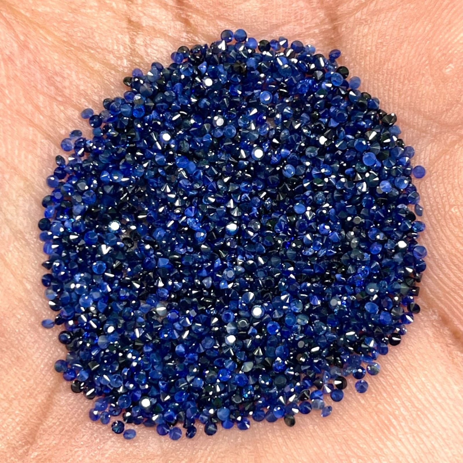 100 Pcs Natural Ceylon Blue Sapphire 1.2mm Round Diamond Cut Loose Gemstones Lot