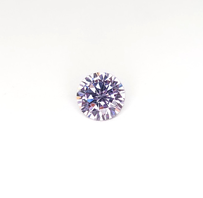 Round Faceted Lavender Cubic Zirconia Gemstone