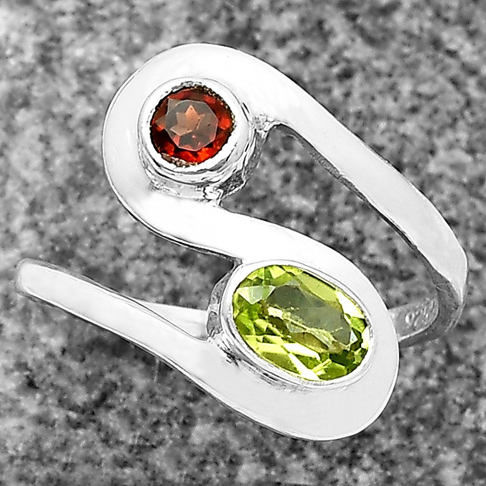 Open Bypass Gemstone Ring 925 Sterling Silver Modern Handmade Jewelry DGR1123
