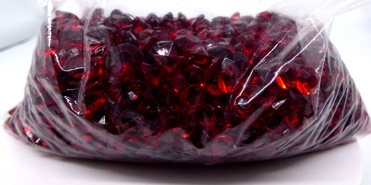 Red Rhinestone Chaton Lot About 2000 Faceted Pointed Back Acrylic 3 Sizes Crafts