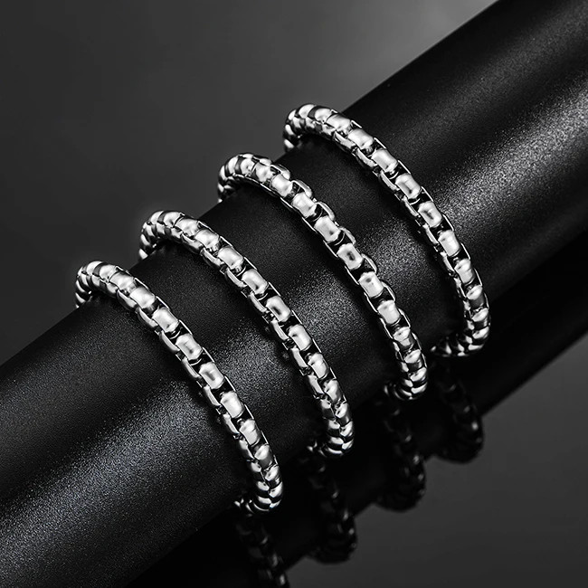 Stainless Steel Curb Chain Necklace 2-6mm Classic 14-40 Inch Long Men Jewelry