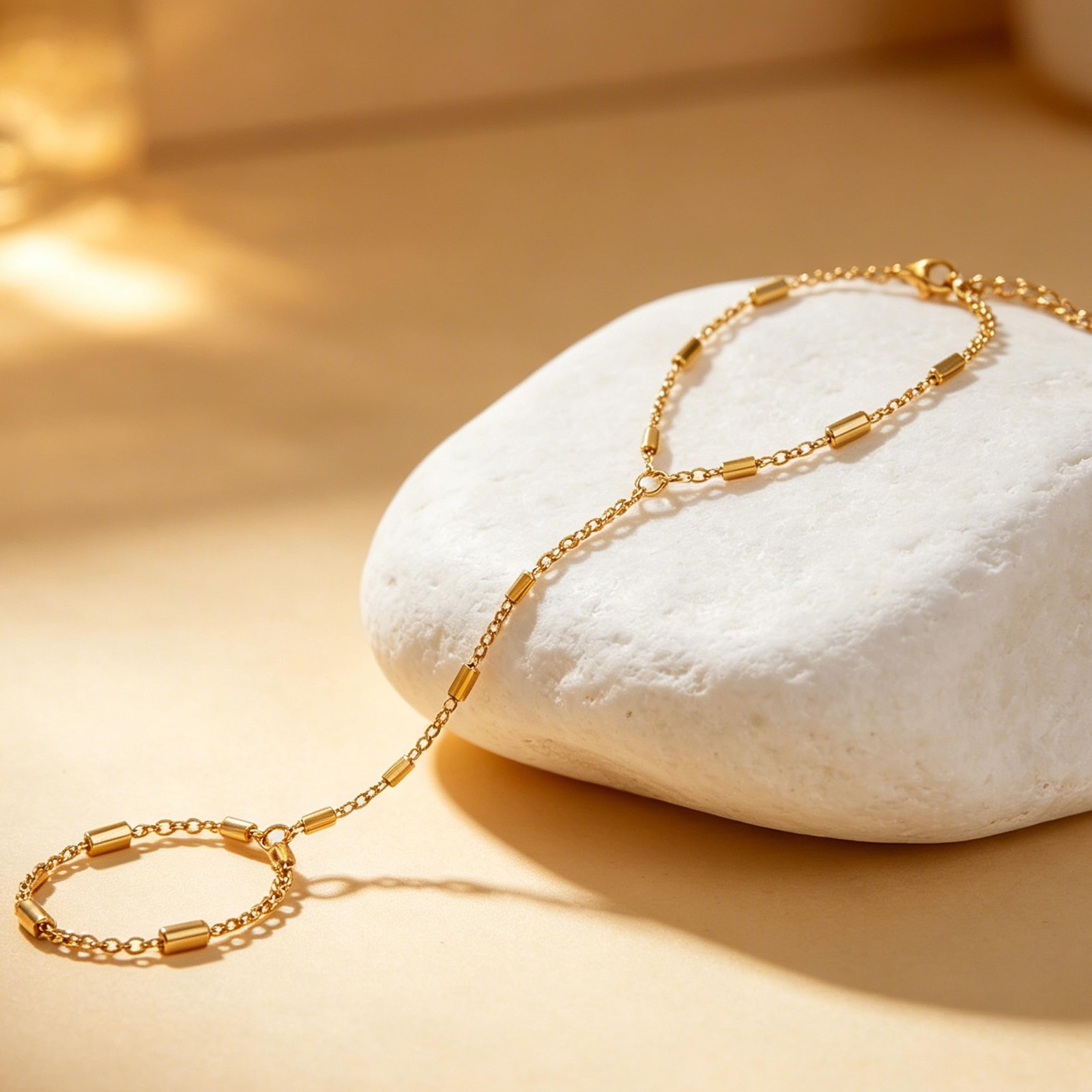 7Pcs 14K Gold Plated Hand Chain Bracelets for Women | Adjustable Stackable Jewel