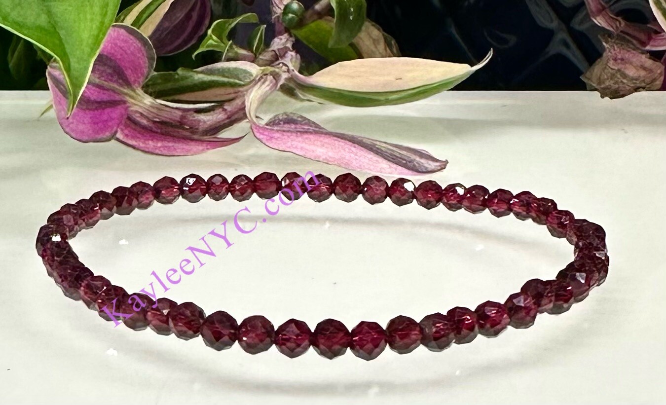 Wholesale lot 6 Pcs 4mm Faceted Natural Garnet 7.5” Stretch Bracelet
