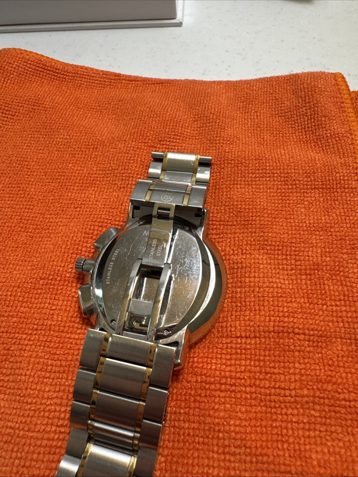 Mens Movado TC Chronograph 44mm Two-Tone Watch 0607150 Box Links COA