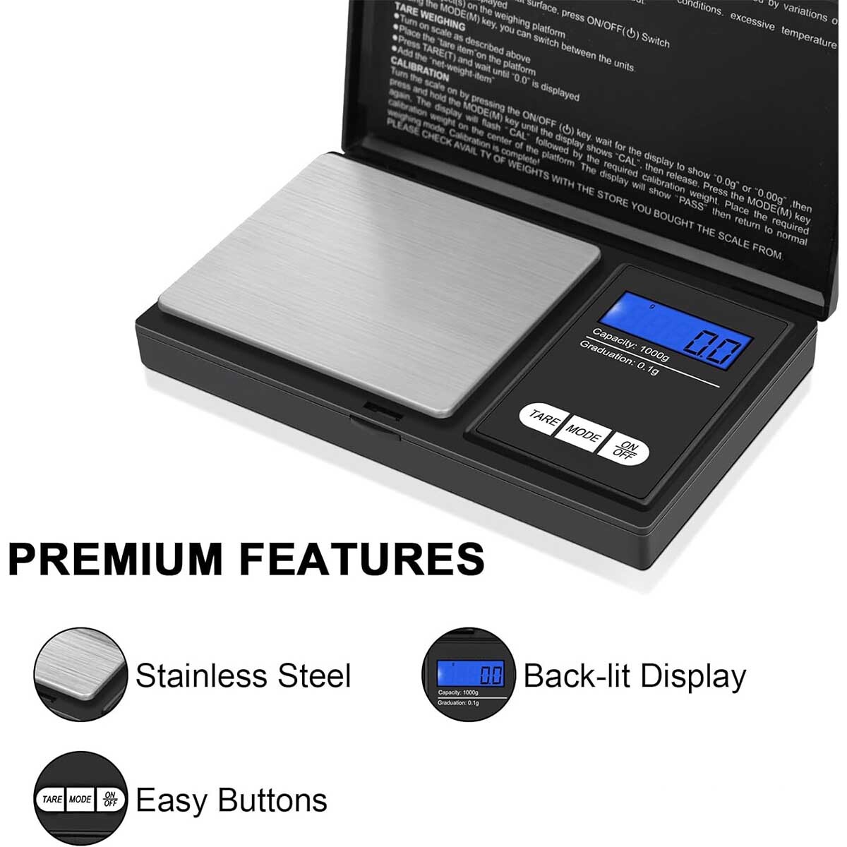 Electronic 1000g/0.1g Gold Weigh Diamond Gram Jewelry Troy Ounce Oz Scale