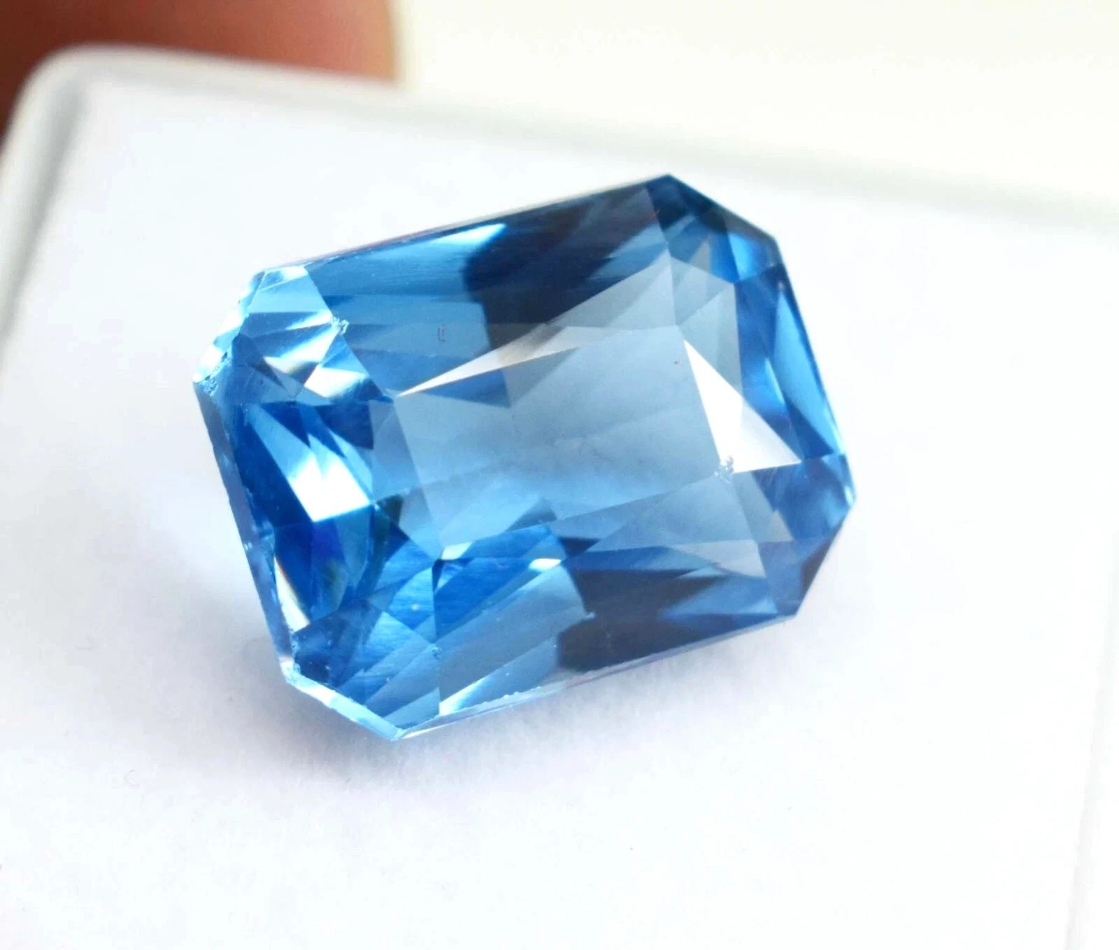 8.75 Ct Lab-Created Santa Maria Blue Brazilian Aquamarine Emerald Cut Loose gems
