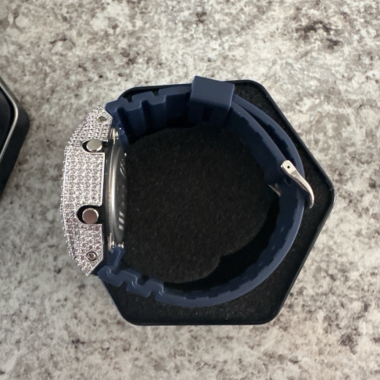 Iced Out Casio GSHOCK GA2100 MOD A5 CZ W/ Navy Blue Strap Brand New Box & Papers