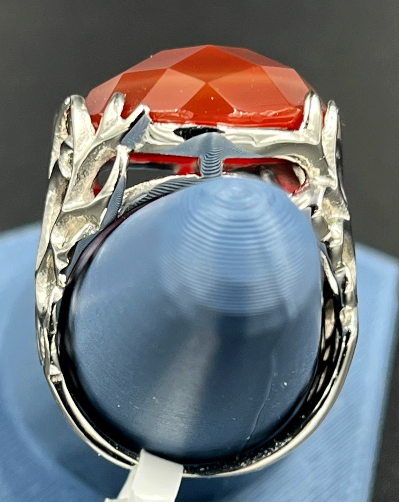 JTV Red Onyx Checkerboard Cut 925 Sterling Silver Ring Size 10 NEW SSL364-10