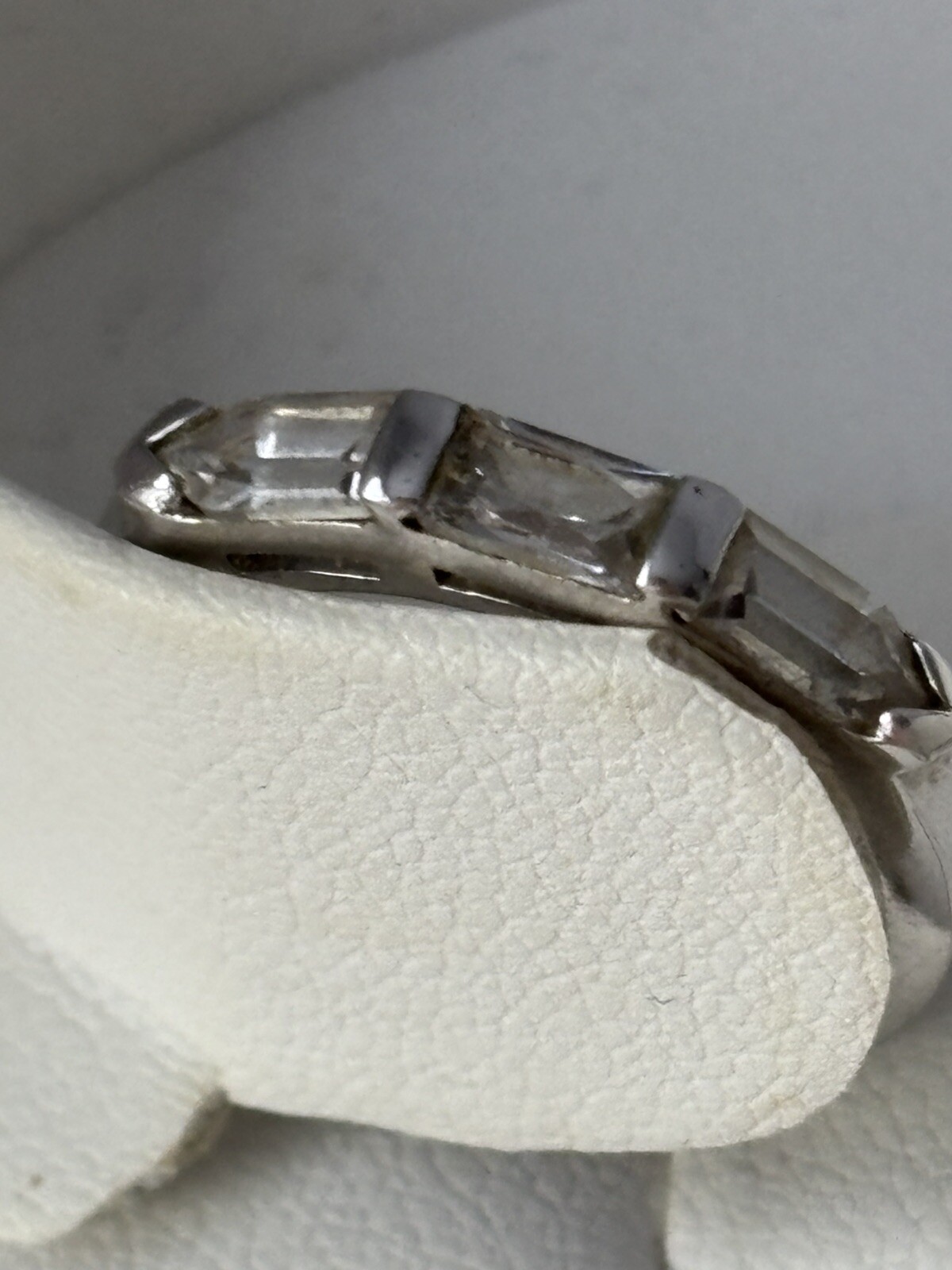 Wedding Band In Silver Tone/ Size 6/ Clear Rhinestones- None Missing