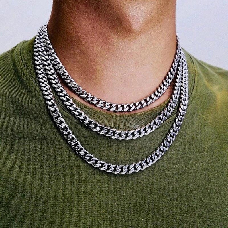 Cuban Chain Link Curb Necklace Men Women Punk Surgical Stainless Steel 2-15mm