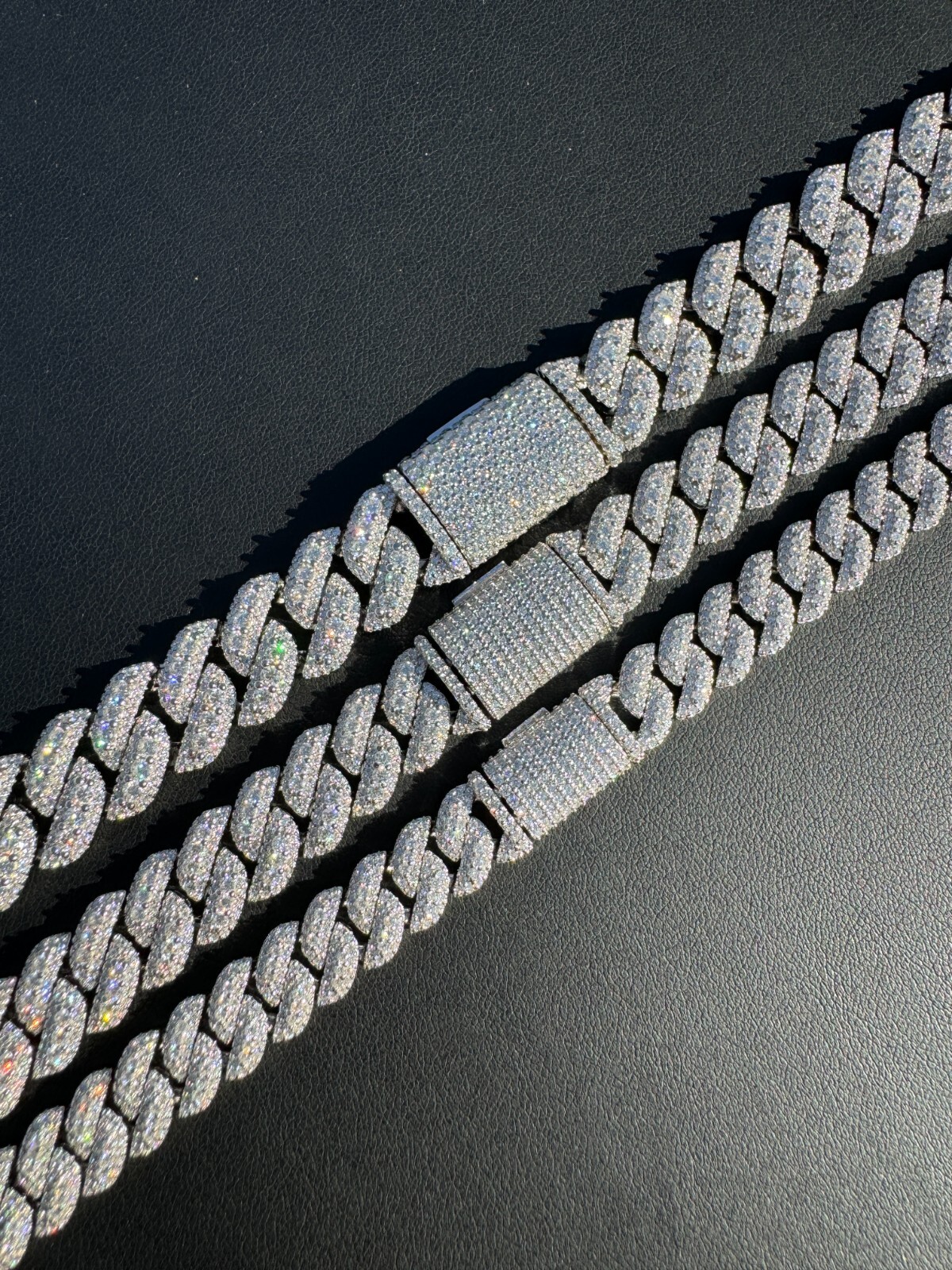 MOISSANITE Real Miami Cuban Link Chain Iced Hip Hop 925 Silver Necklace 16″-30″