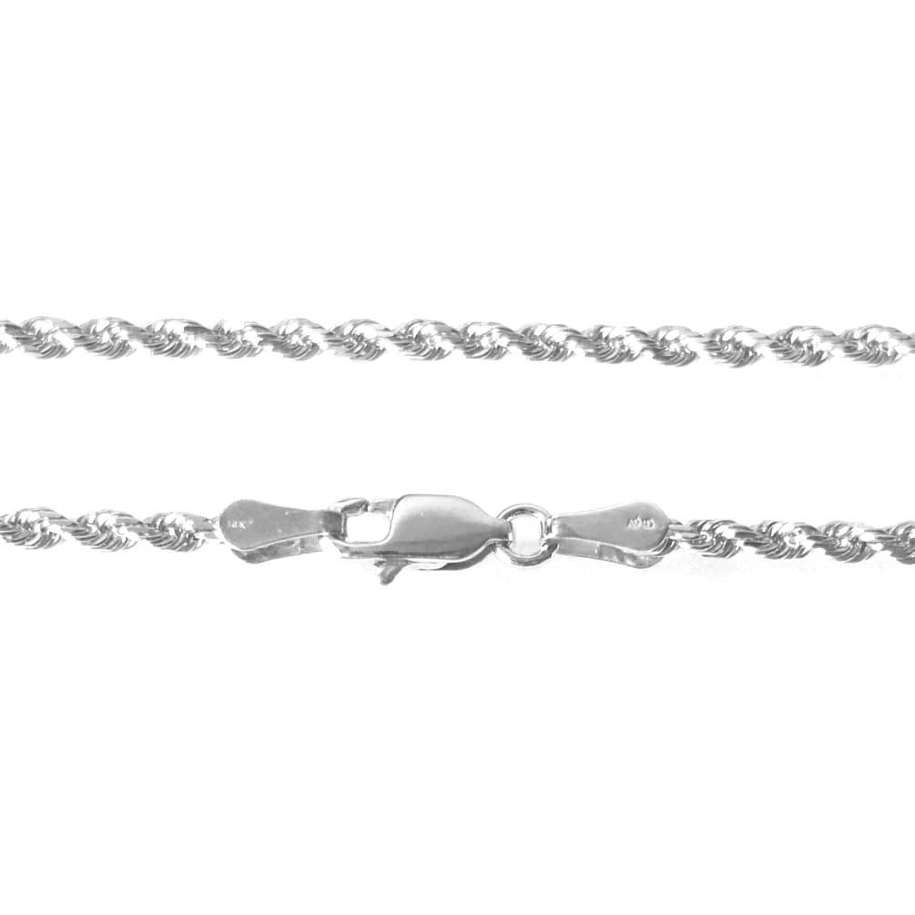 14K Solid White Gold Rope Chain 2.3 Grams W: 1.0 mm L: 16 inches (40 CM)-60