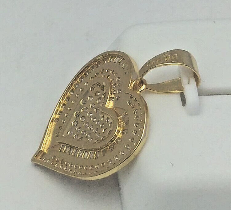 30x21mm 925 STERLING SILVER MICRO-PAVE CZ HEART PENDANT GOLD PLATED