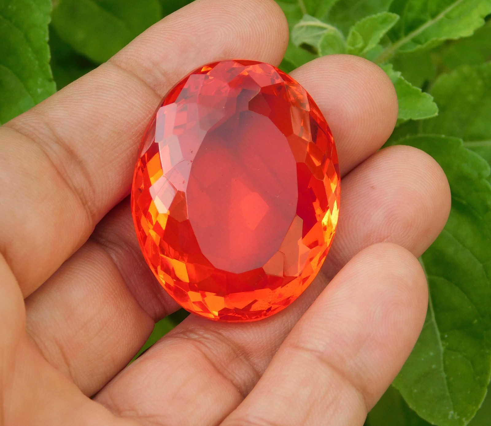 131.95Ct. Huge Natural Oval Cut Mexican Orange Fire Opal Loose Gemstone
