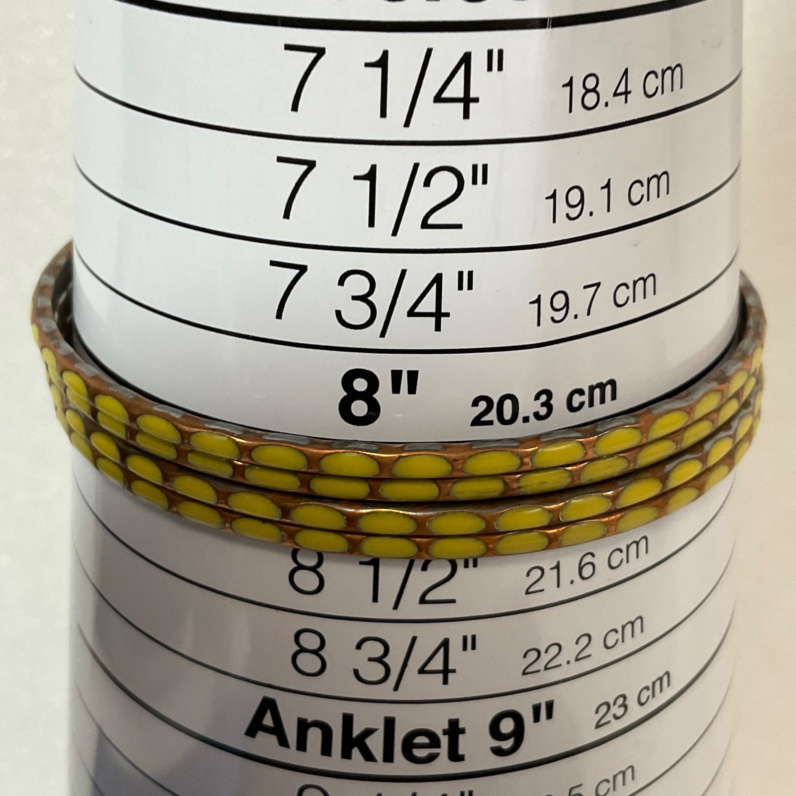 8in Yellow Brown Enamel Bangle Bracelet Lot of 4 Lightweight Stackable Jewelry