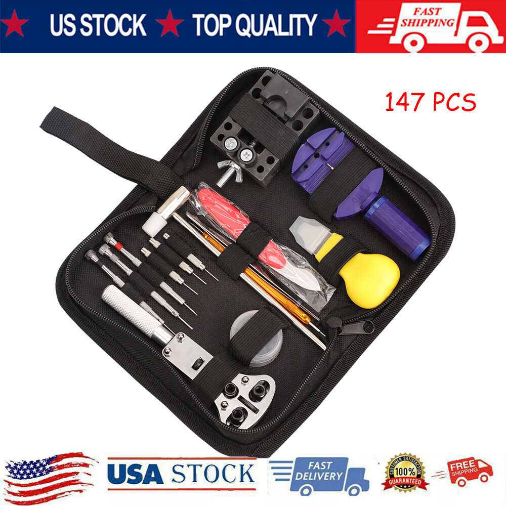 147 pcs Pro Watch Case Opener Link Pin Remover Screwdriver Repair Tools Kit Set