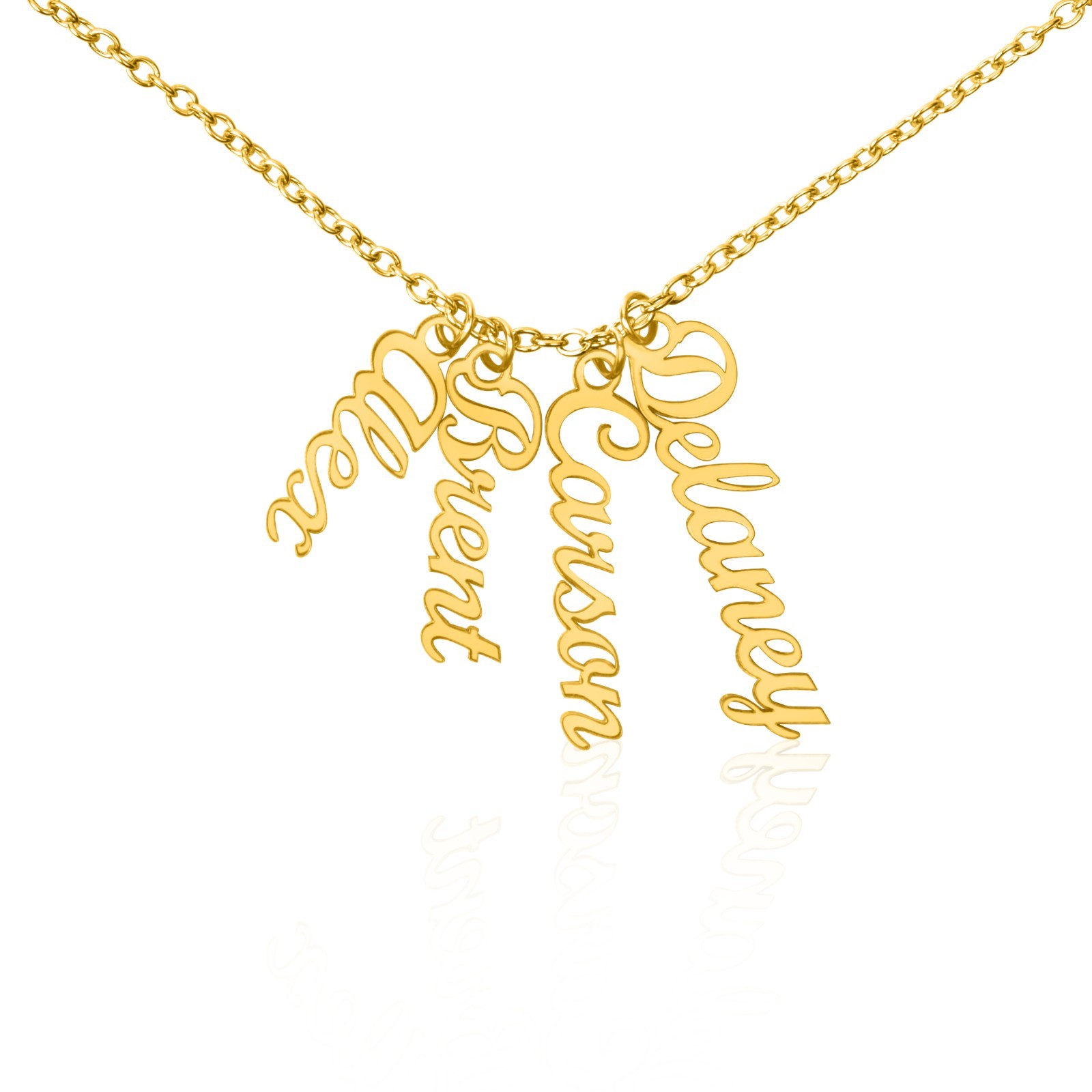 Personalized Vertical Name Necklace Custom Script Pendant Gift Box Silver Gold