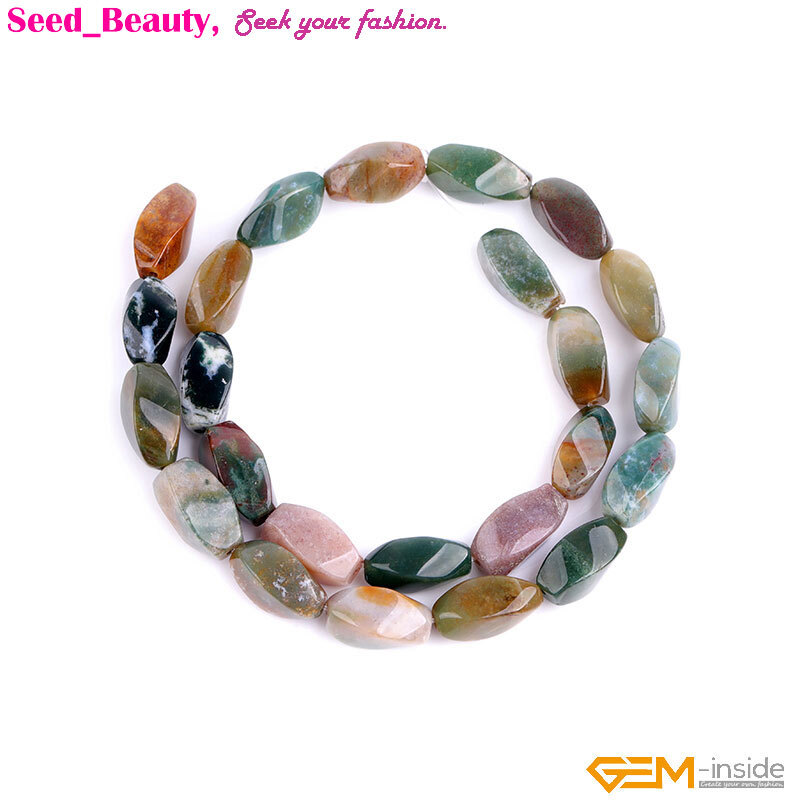 Natural Gemstone Stone Twist Beads Jewelry Making 15″ Loose 8x16mm Bead 24-25Pcs