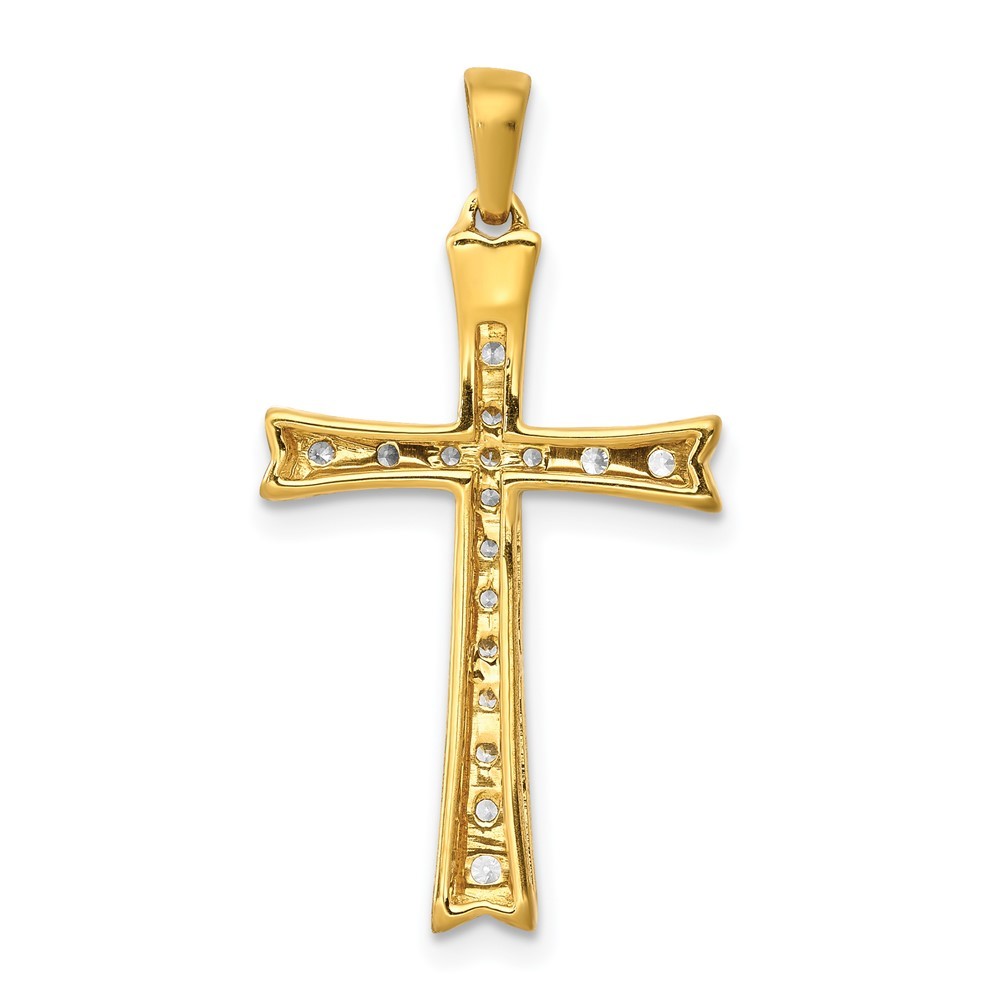 14k Yellow Gold 1/5 carat Lab Grown Diamond Complete Cross Pendant 1.24gm