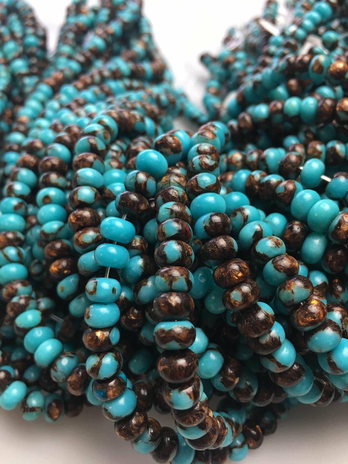 Bronzite Turquoise Smooth Rondelle Beads 2x4mm 4x6mm 15.5″ Strand