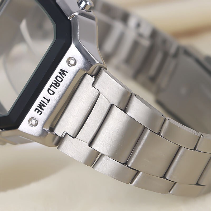 Metal Watch Strap + Modified Stainless Steel Case Cover For Casio AE1200
