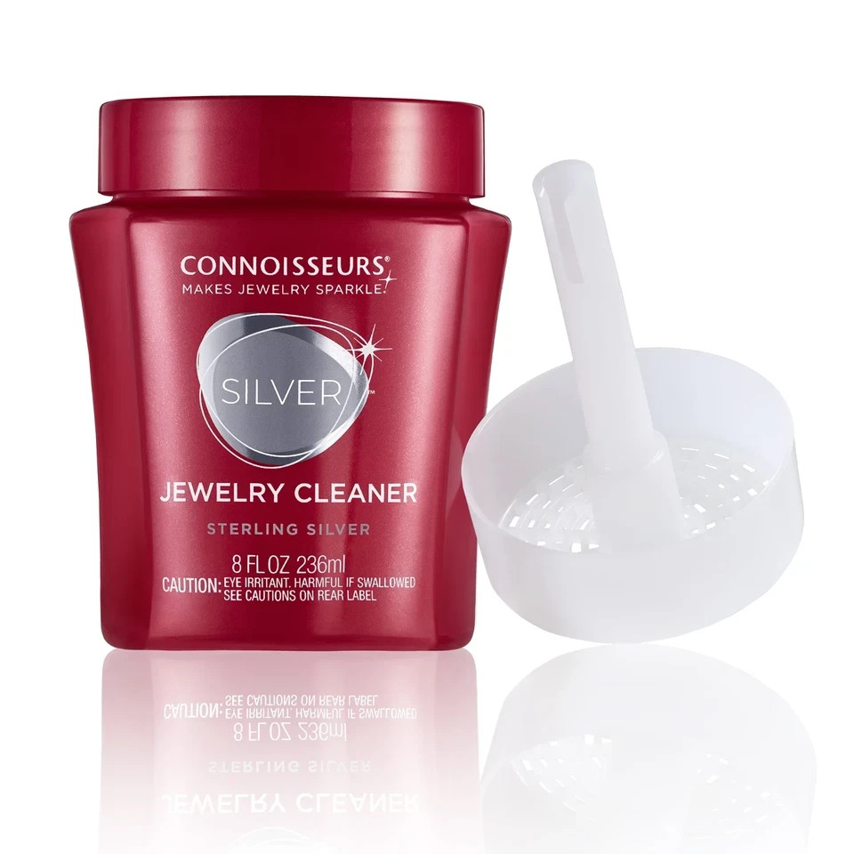 Connoisseurs Silver Jewelry Cleaner Liquid Deep Clean Shine, 8 oz Red Bottle