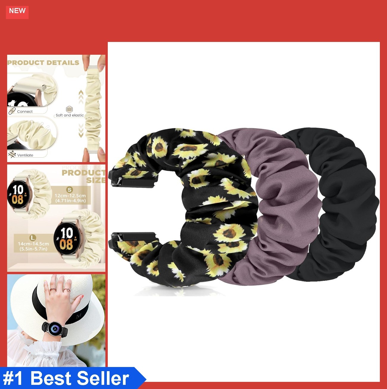 Scrunchies Watch Bands 16mm 18mm 19mm 20mm 22mm Quick Release Fabric Strap for