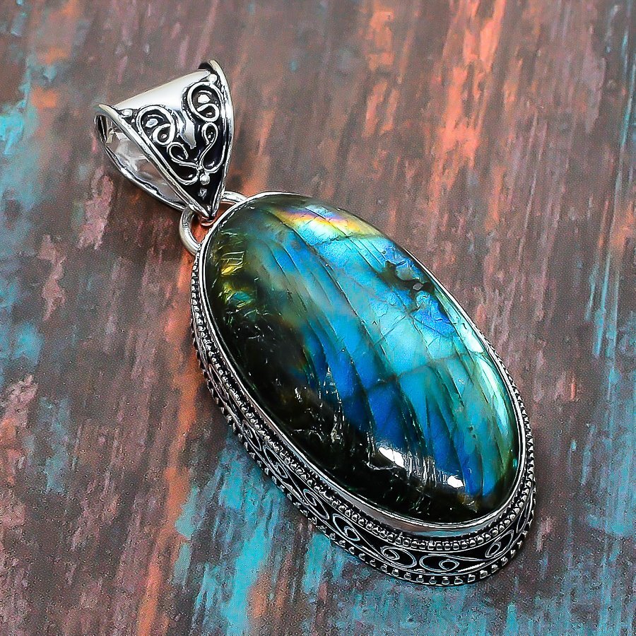 Labradorite Gemstone Handmade Gift Jewelry Pendant 2.36″ H729