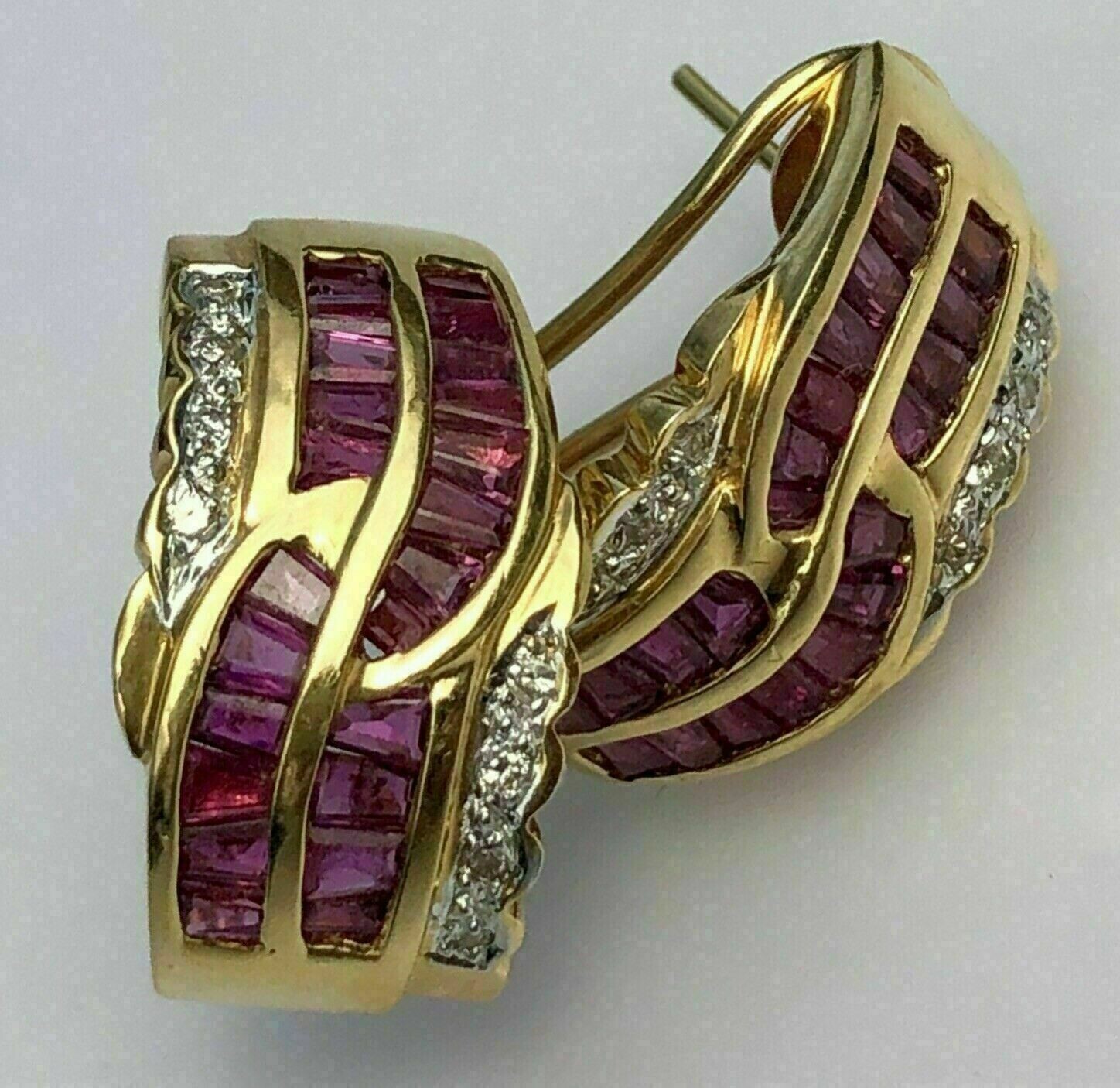 2Ct Lab Created Baguette Cut Red Ruby Huggie Hoop Earrings 14K Yellow Gold FN