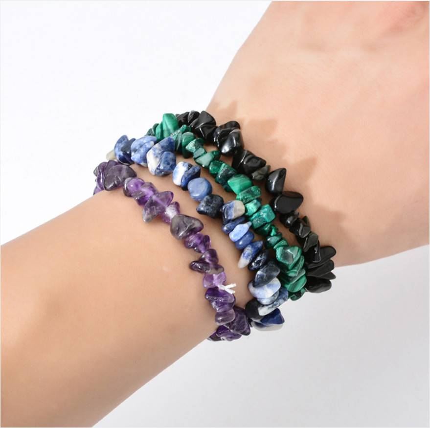 Natural Gemstone 5-8mm Chip Beads Stretchy Bracelet Reiki Chakra Fashion Jewelry