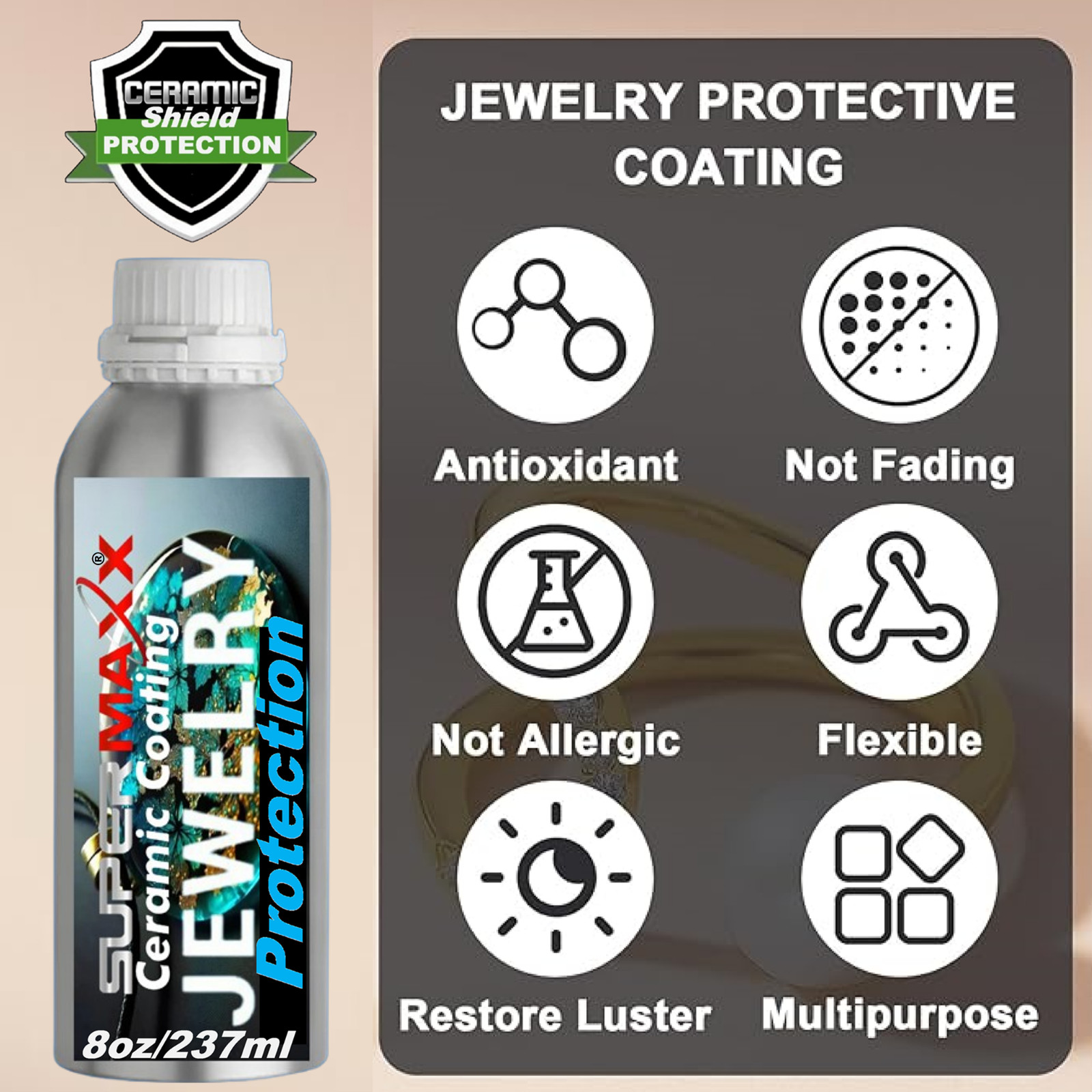 JEWELRY PROTECTION FOR GOLD, SILVER, PLATINUM, COPPER, EPOXY RESIN. GEM STONES