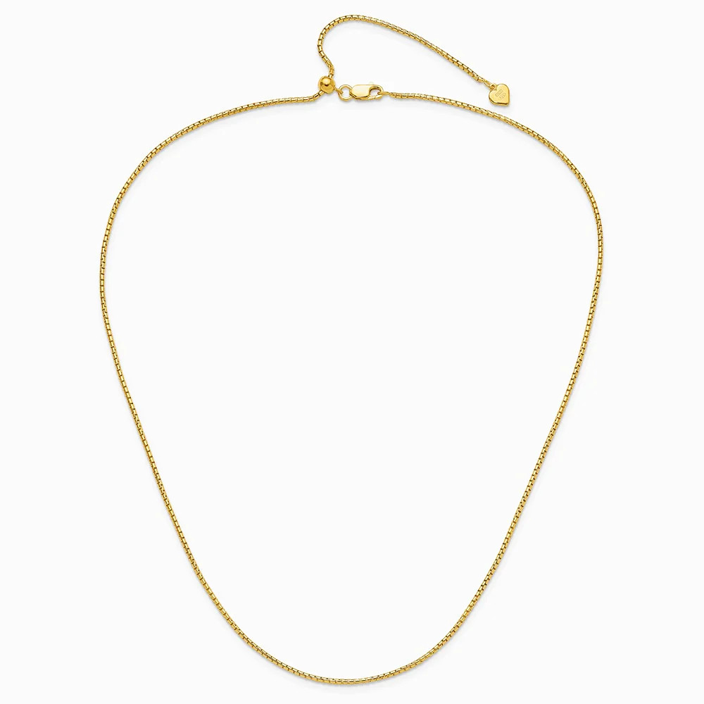 Sterling Silver Gold-Plated Adjustable 1.5mm Round Box Chain Necklace 22″-30″