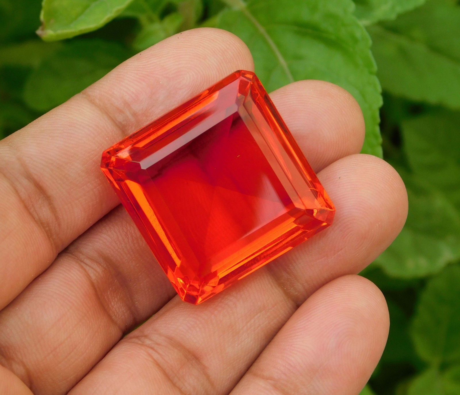 121.00Ct. Huge Natural Square Cut Mexican Orange Fire Opal Loose Gemstone
