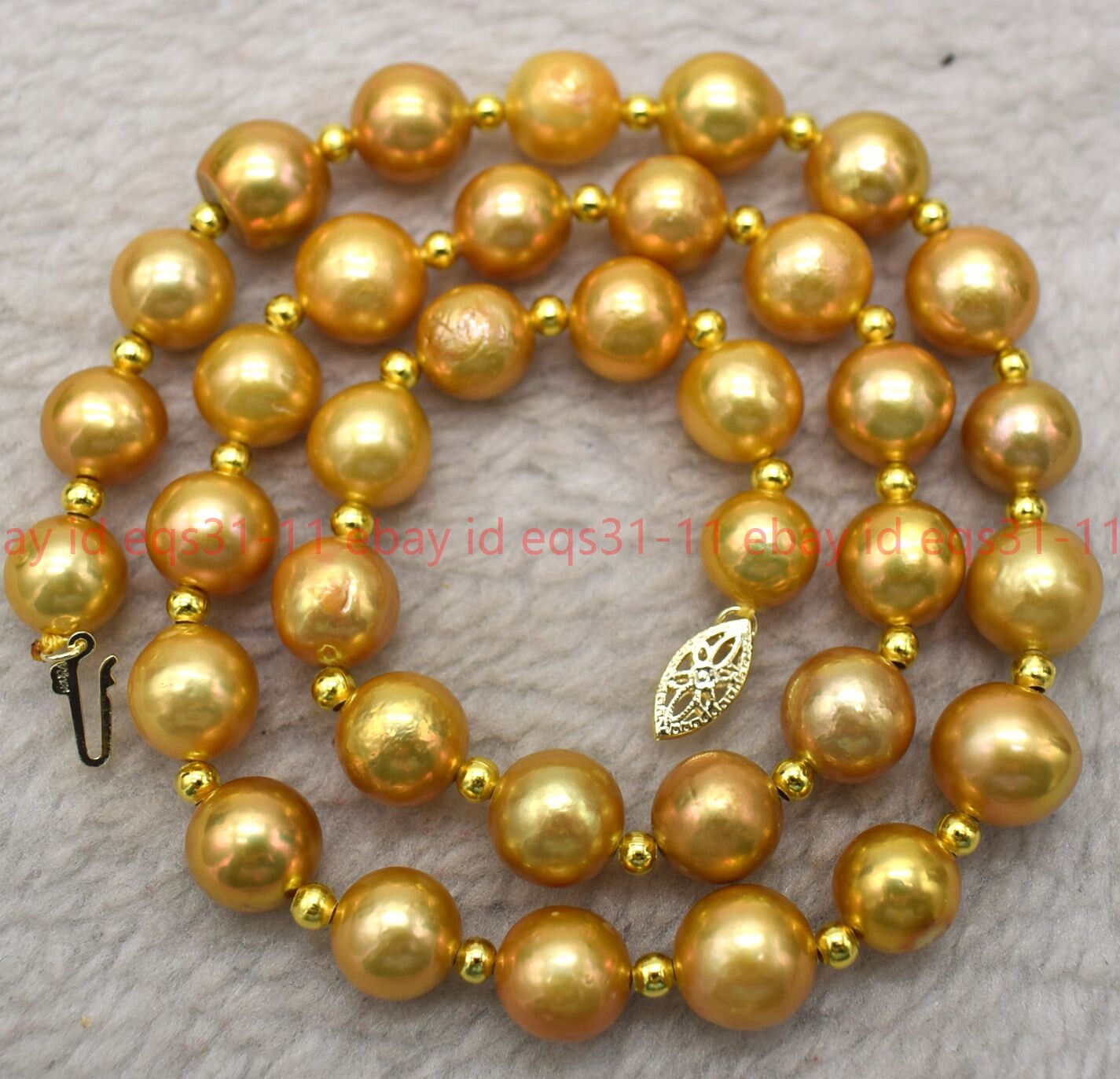 12-13MM NATURAL SOUTH SEA GOLDEN PEARL NECKLACE 14-36 INCHES