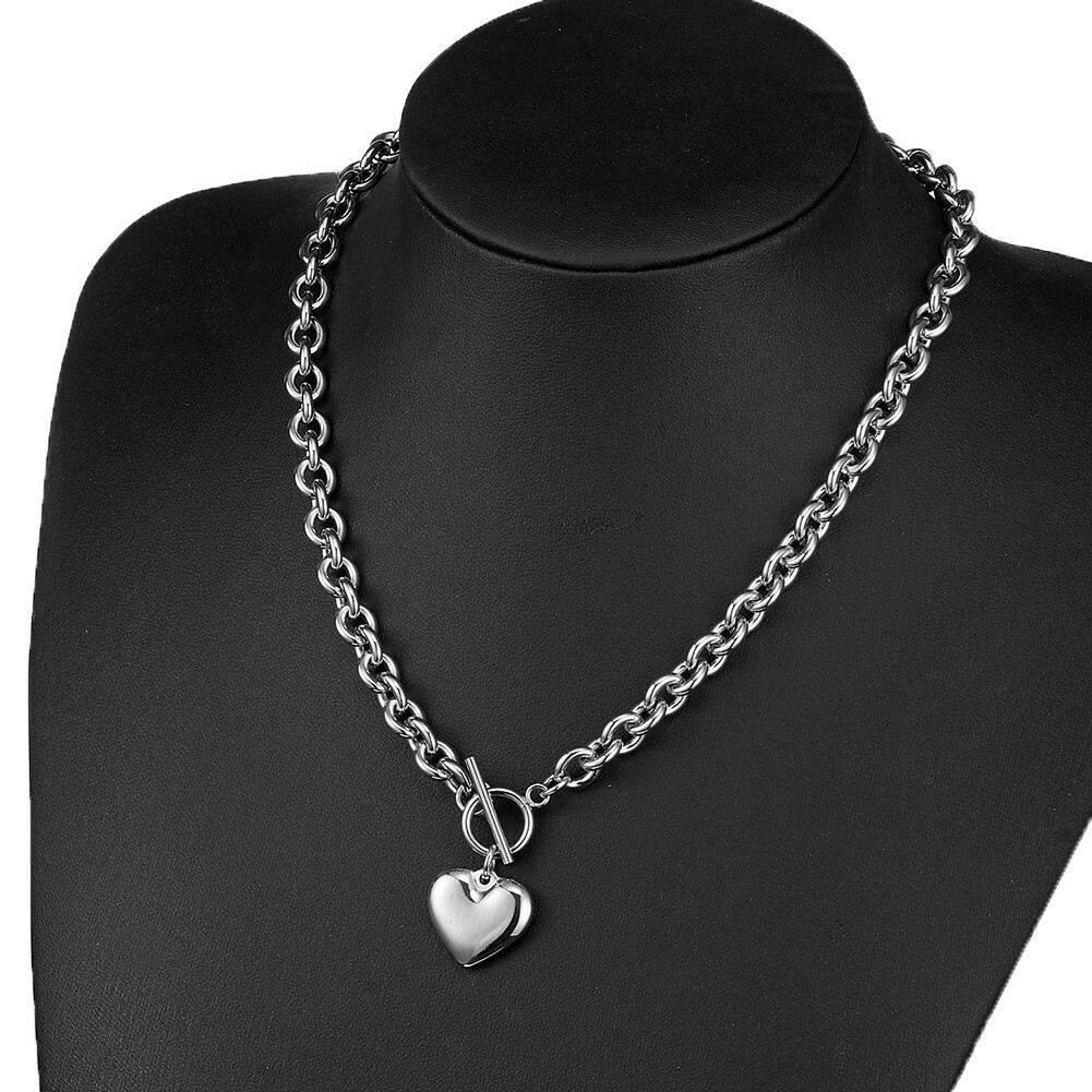 7″-40″ Silver/Gold Women Heart Choker Necklace 316L stainless steel Rolo Chain