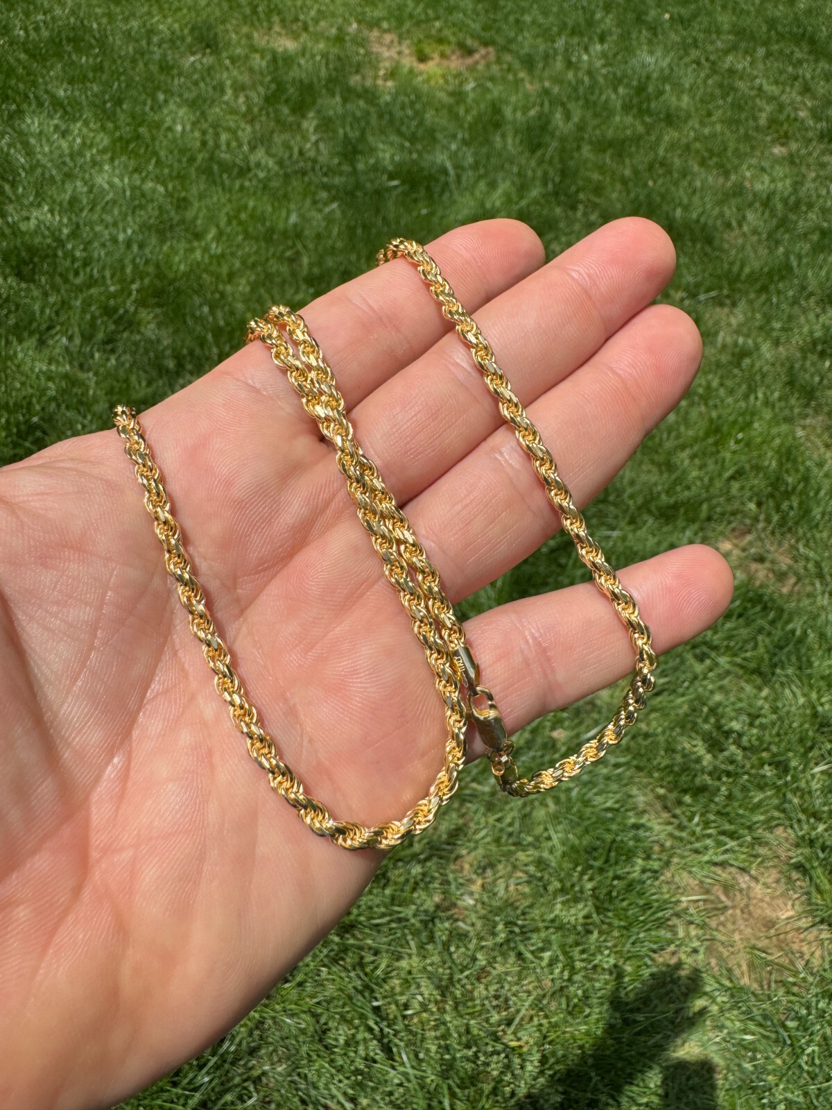 Men’s Women’s Real 14k Gold Plated Solid 925 Sterling Silver Rope Chain 1.5-5mm