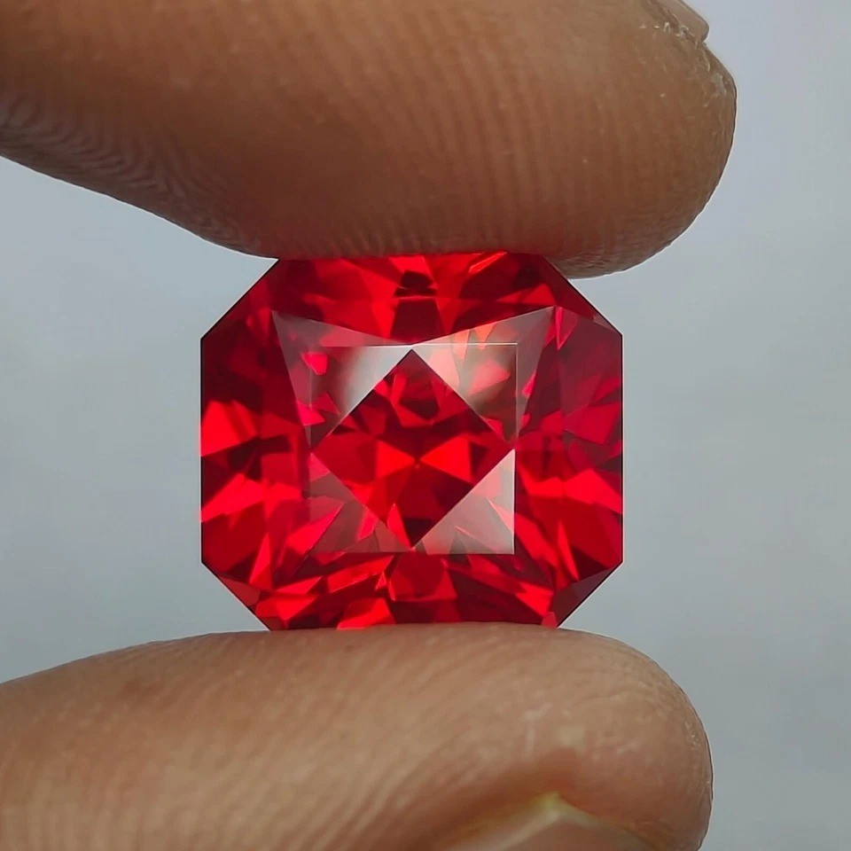 Certified Natural 11.40 Ct Mozambique Red Ruby Asscher Loose Gemstone Flawless