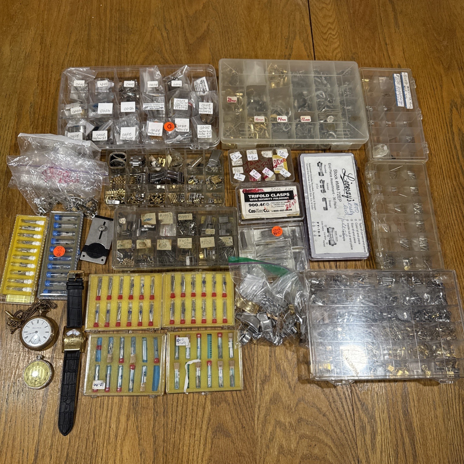 3 Vintage Watches And Huge Watch Band Repair Lot, See Description And Photos