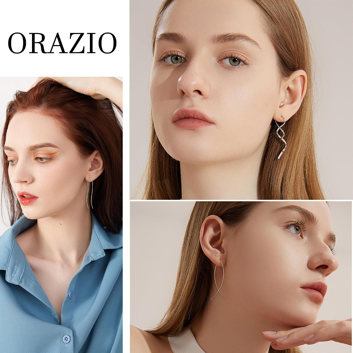 9 Pairs Threader Earrings for Women Stainless Steel Chain Tassel Earrings Lightw