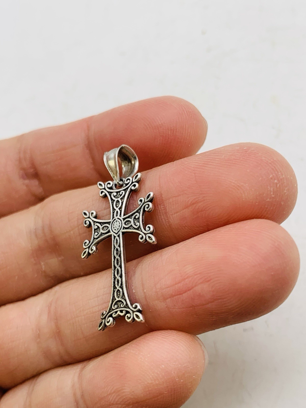 Vintage Sterling Silver 925 Religious Armenian Khachkar Cross Apostolic Charm