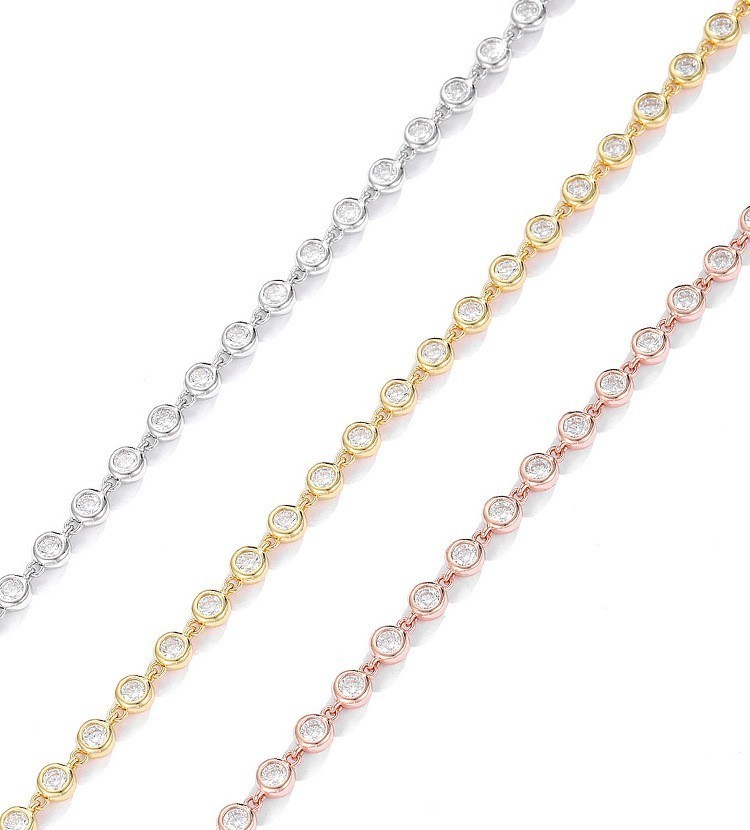 3-4mm Moissanite Tennis Chain Necklace 925 Sterling Silver Elegant Lady Jewelry